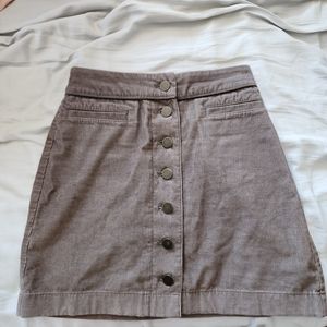 Aritzia taupe corduroy button kirt